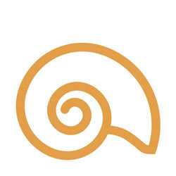 Stylized orange spiral shell icon in Snugpak collection for hunting and camping gear.