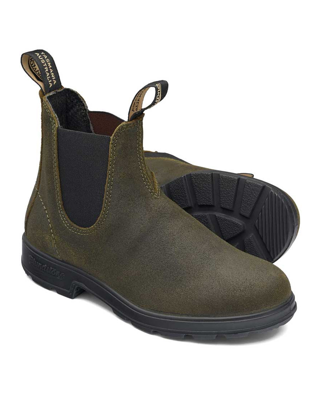 Blundstone 1615 Dark Olive Rub Suede Chelsea Boots