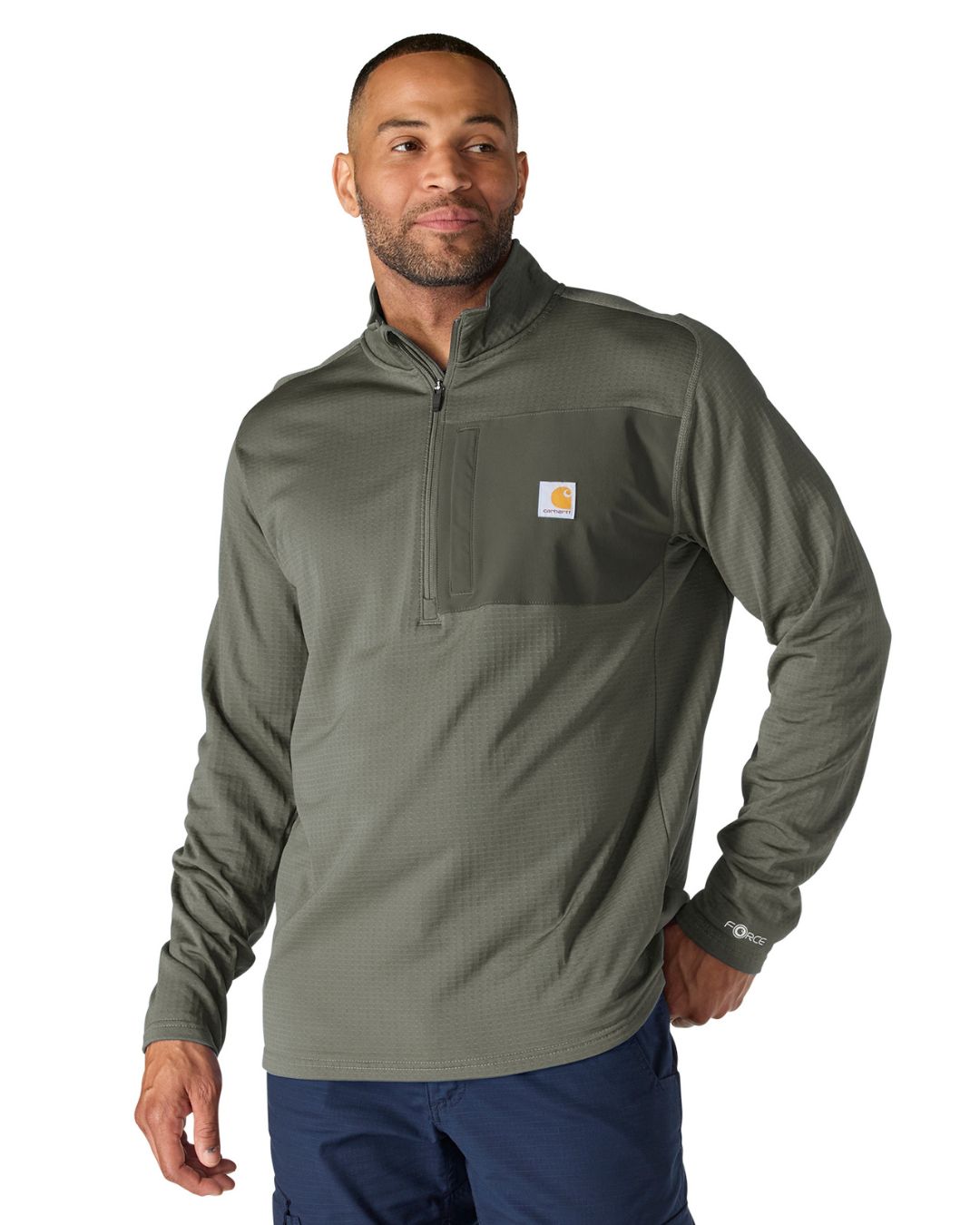 Carhartt Force Ironwood Relaxed 1/2 Zip Mock Neck - Dusty Olive