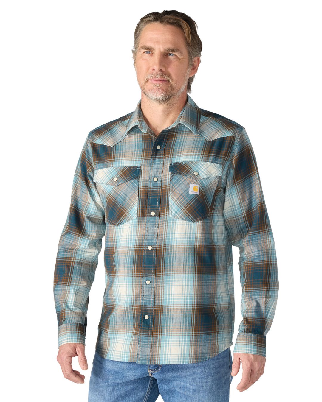 Carhartt Montana Snap-Front Plaid Shirt - Dark Harbor Teal