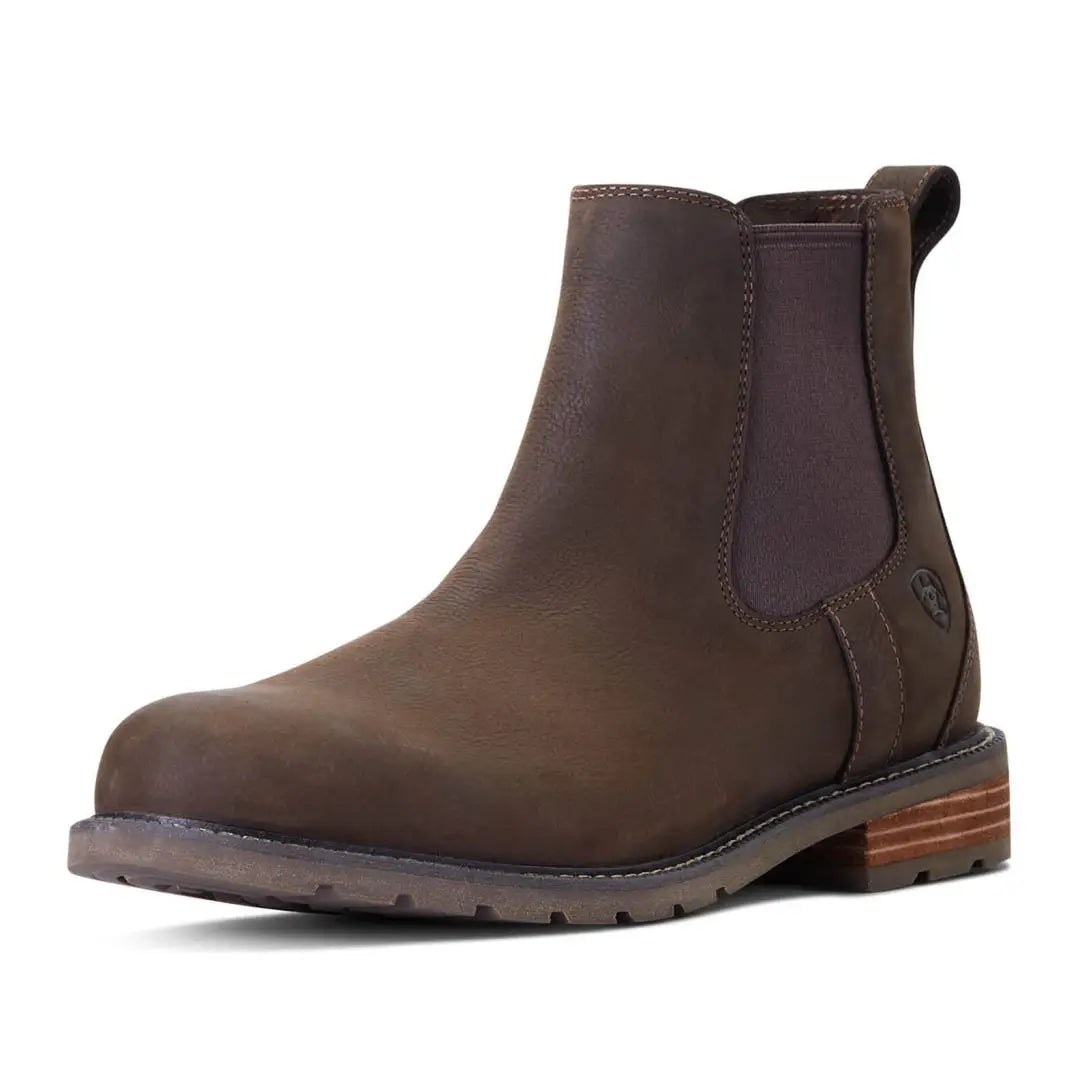 Brown leather Chelsea boot with chunky sole, a key feature of Ariat Wexford waterproof boots
