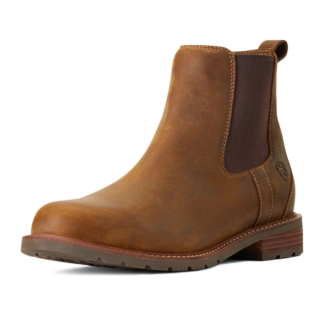 Brown leather Chelsea boot with chunky sole and elastic side for Ariat Wexford Boots
