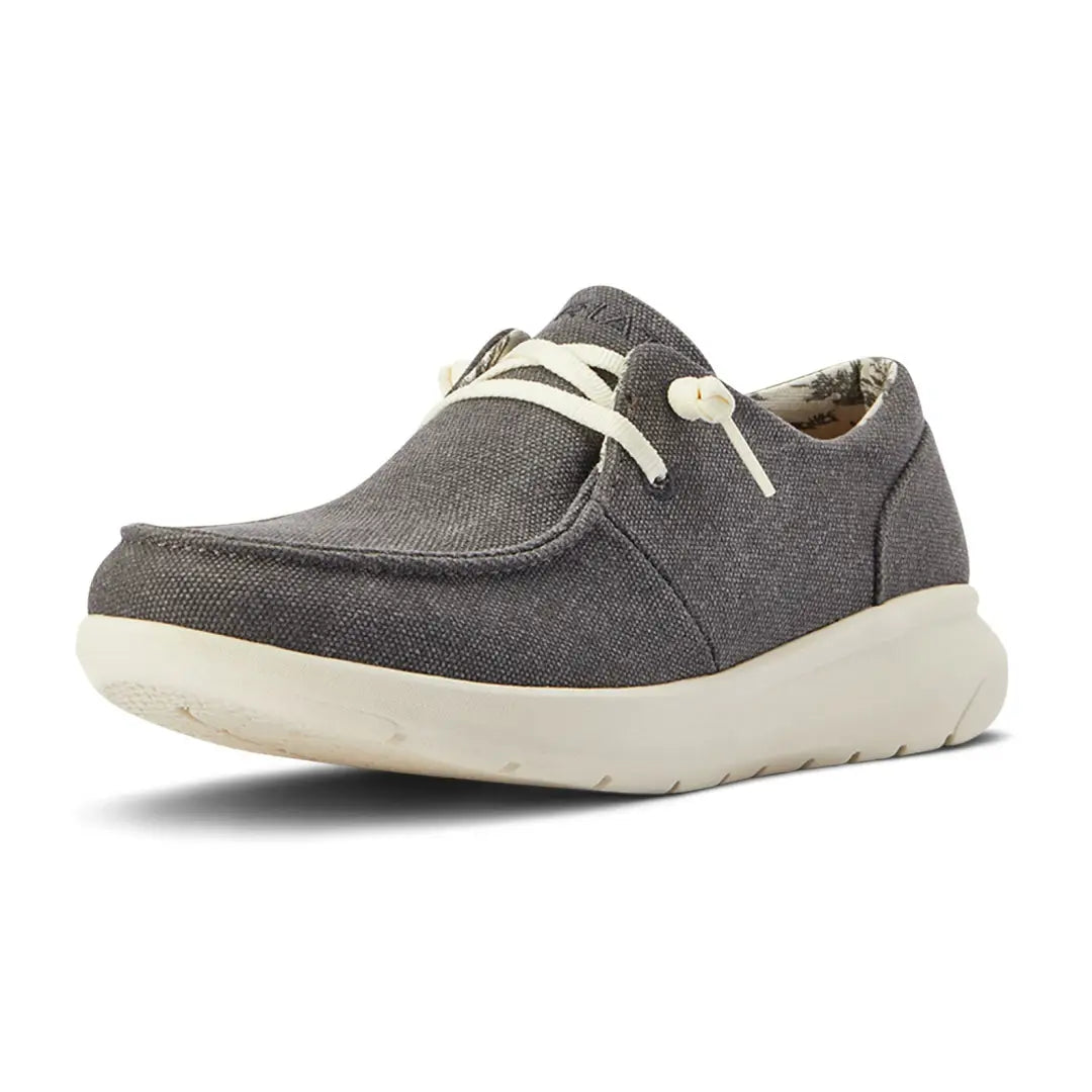 Gray lace-up Ariat Womens Hilo Casual Shoes with thick white sole perfect for outdoors