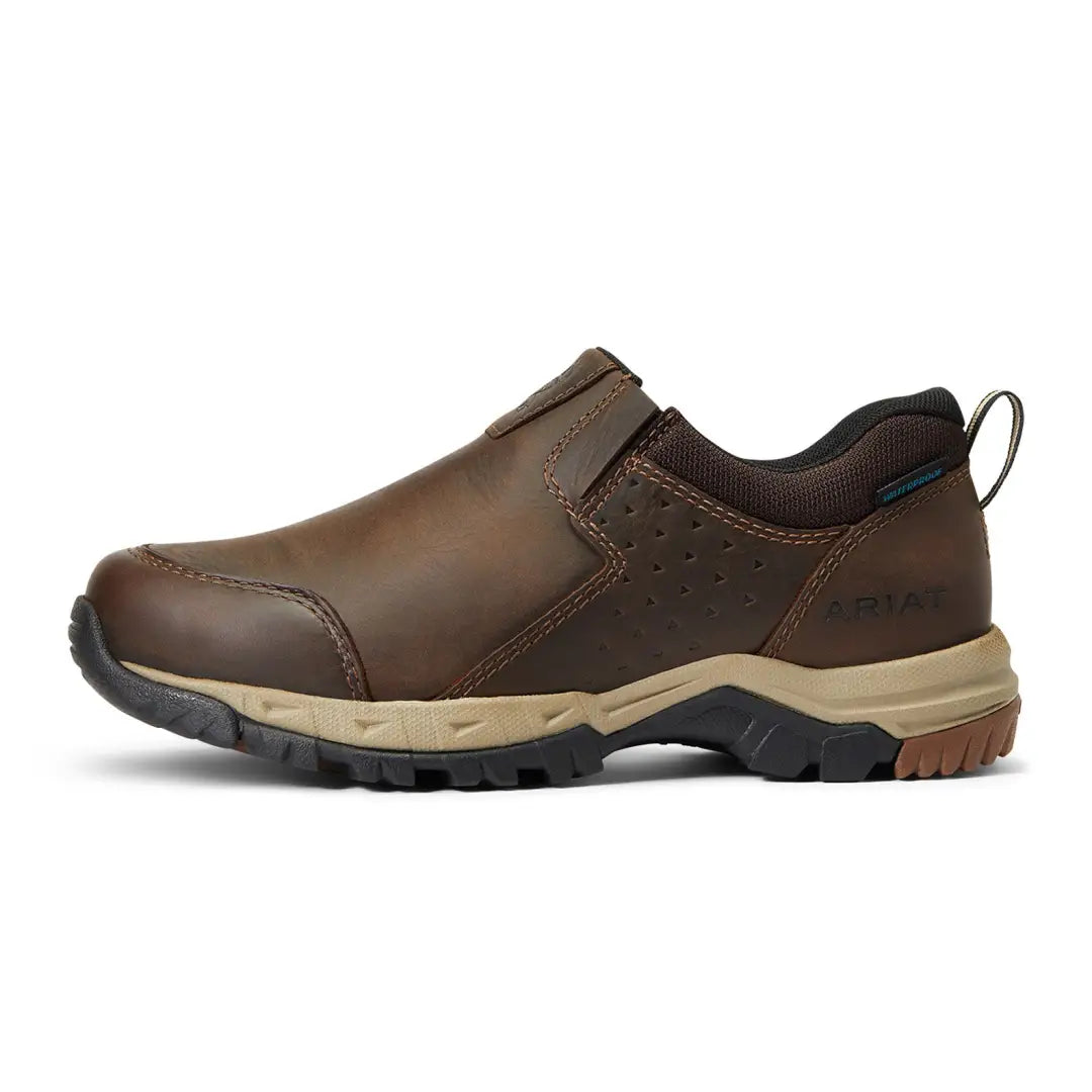 Brown leather Ariat Womens Skyline Slip On Waterproof Shoes with rugged sole