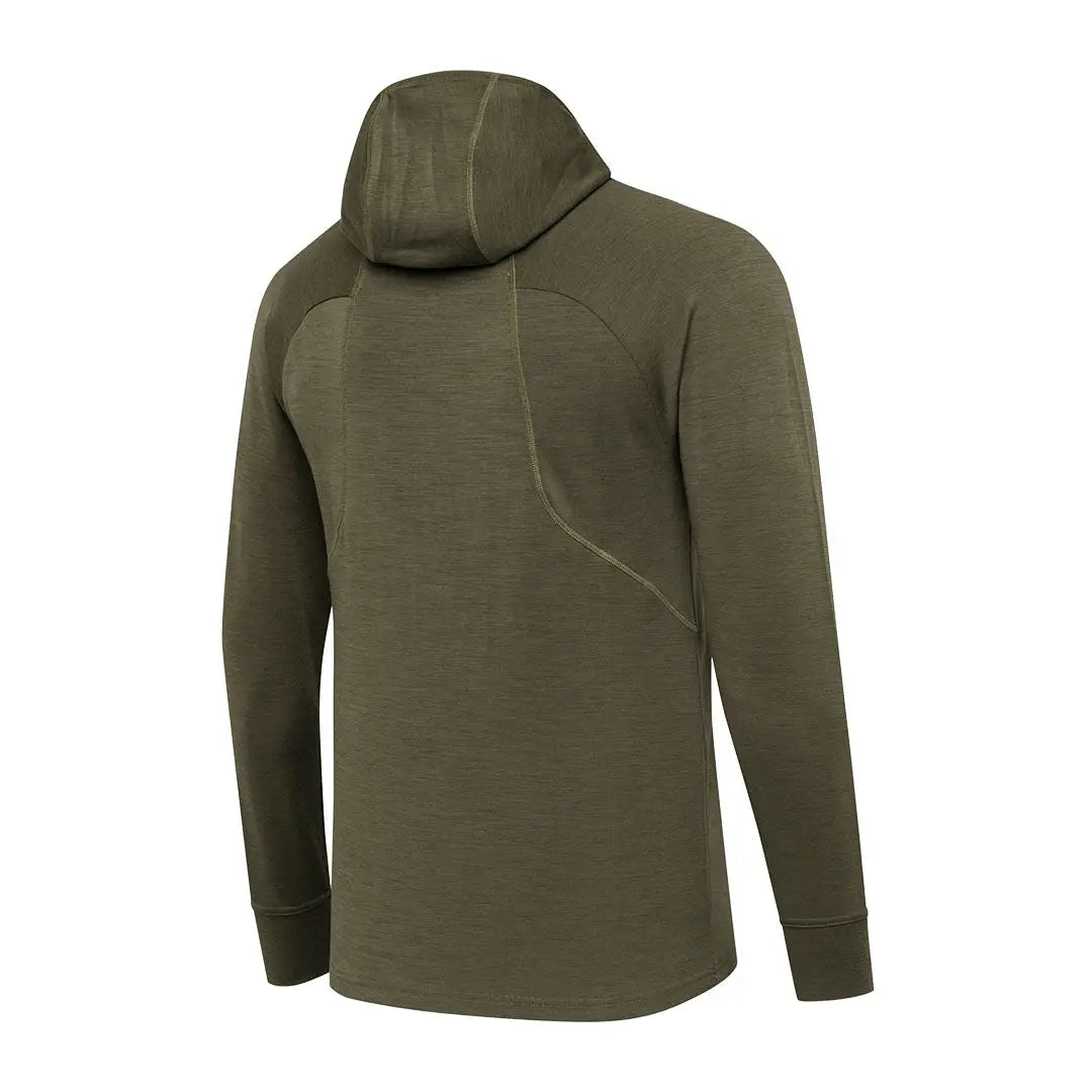Beretta Apollo Merino hoodie in olive green with textured fabric and stitched panels
