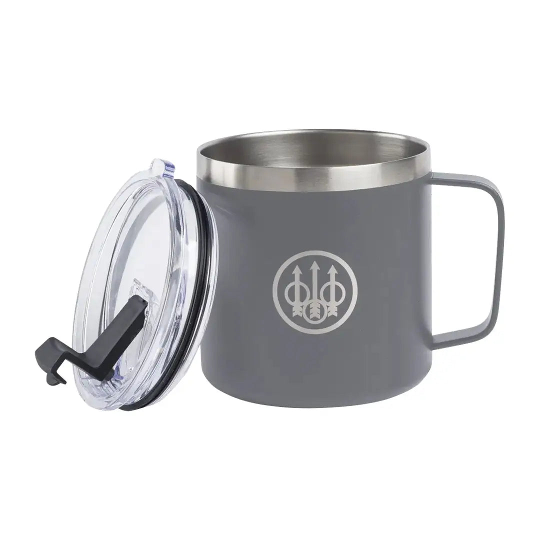 Gray Beretta Coffee Mug with Lid perfect for country clothing and outdoor hunting trips