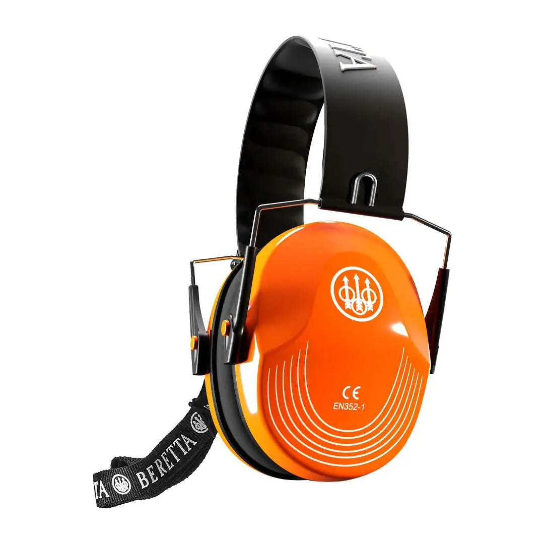 Orange and black Beretta Earmuffs perfect for hunting and country clothing style