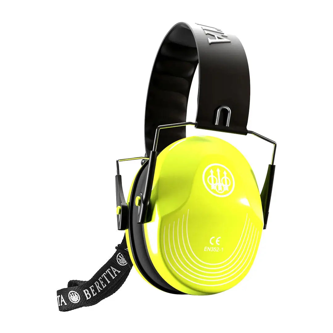 Yellow and black Beretta Earmuffs perfect for hunting and country clothing scenarios