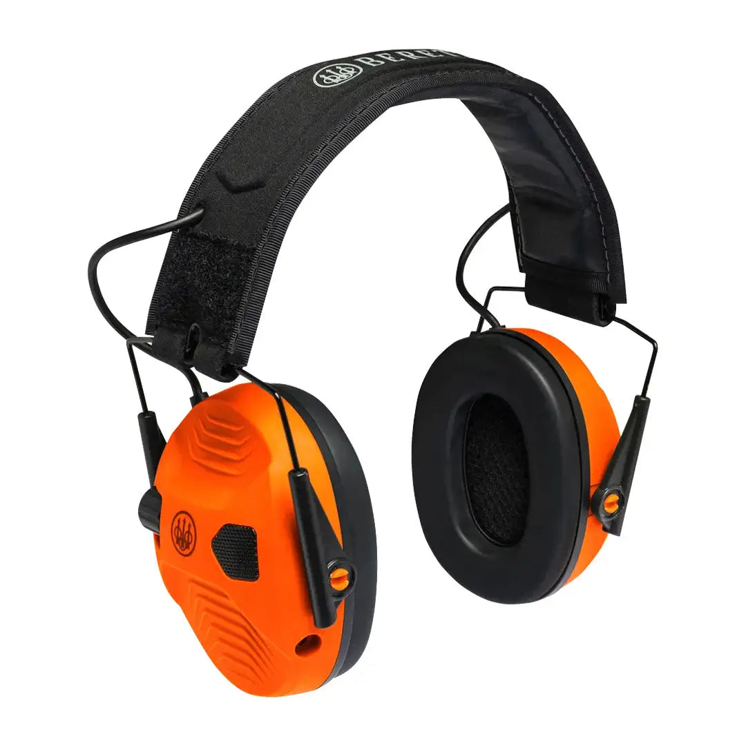 Orange and black Beretta Electronic Earmuffs for hearing protection and noise reduction
