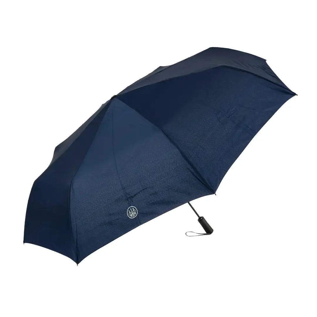 Navy blue beretta foldable umbrella shown in compact foldable umbrella design