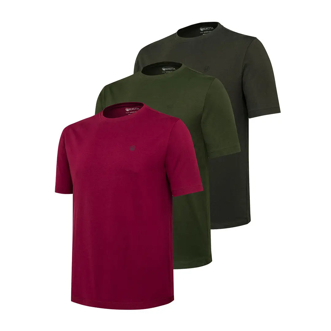 Beretta set of 3 mens short sleeve shirts in maroon, olive, grey