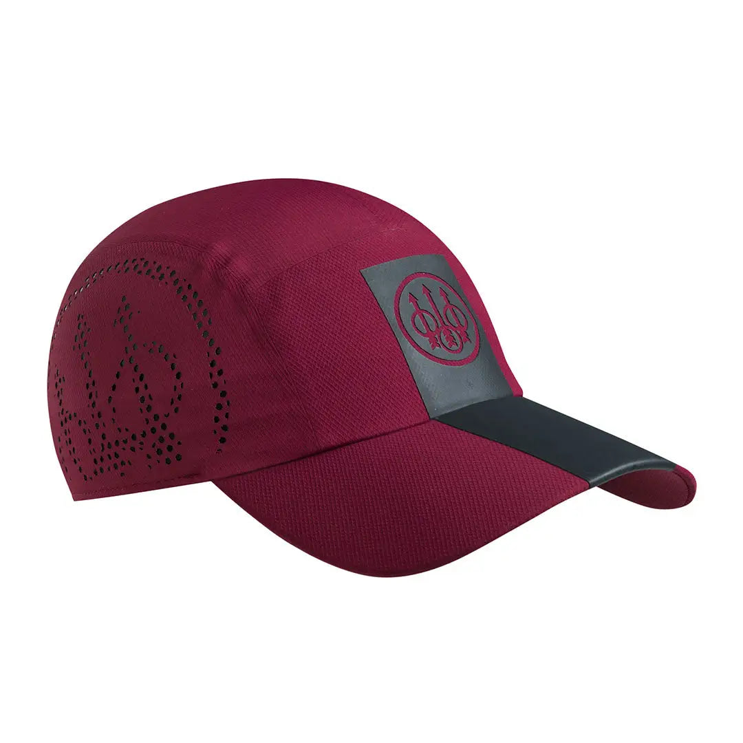 Beretta Tech Cap maroon with gray patch and red logo, hunting country clothing