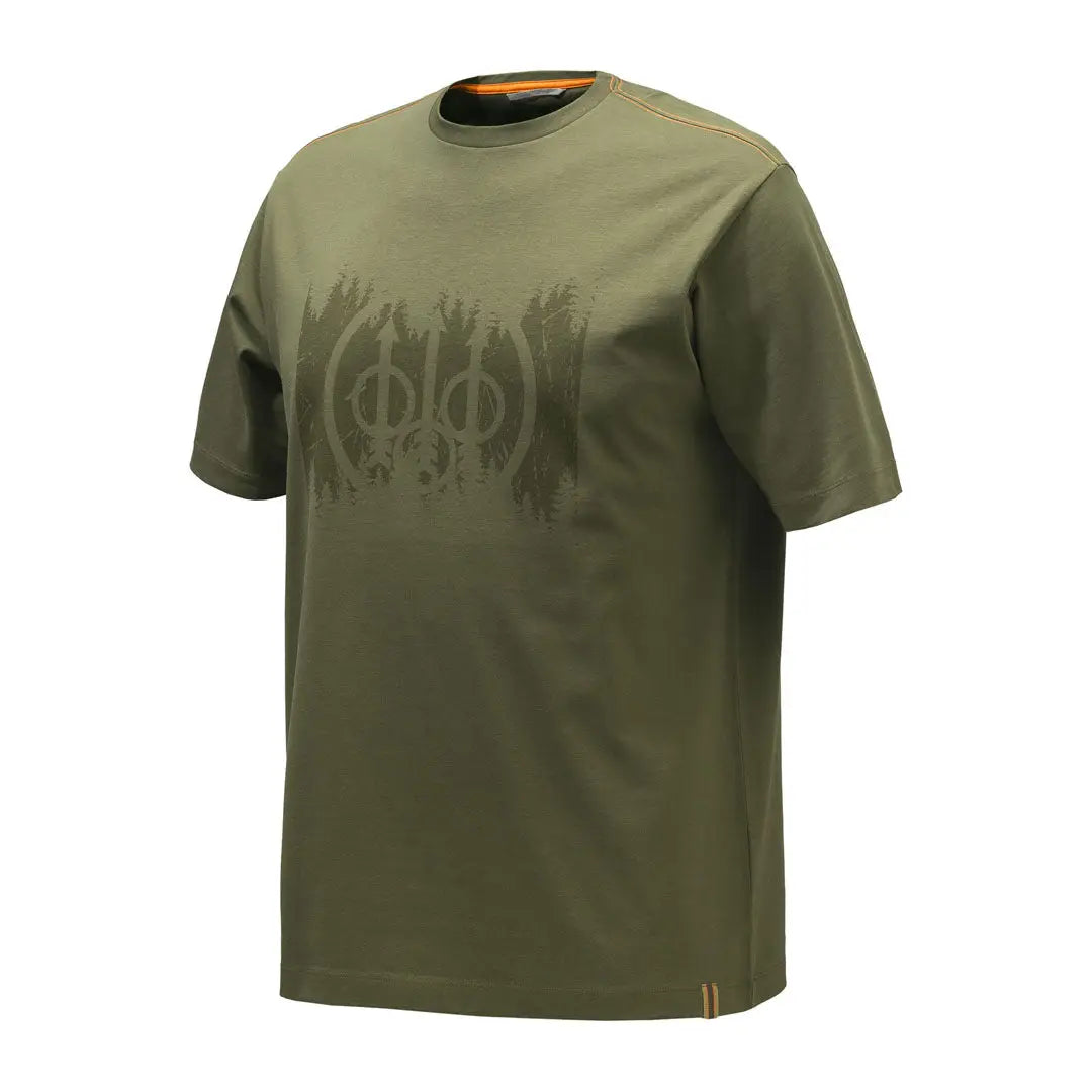 Beretta Trident olive green short-sleeve t-shirt with textured chest print