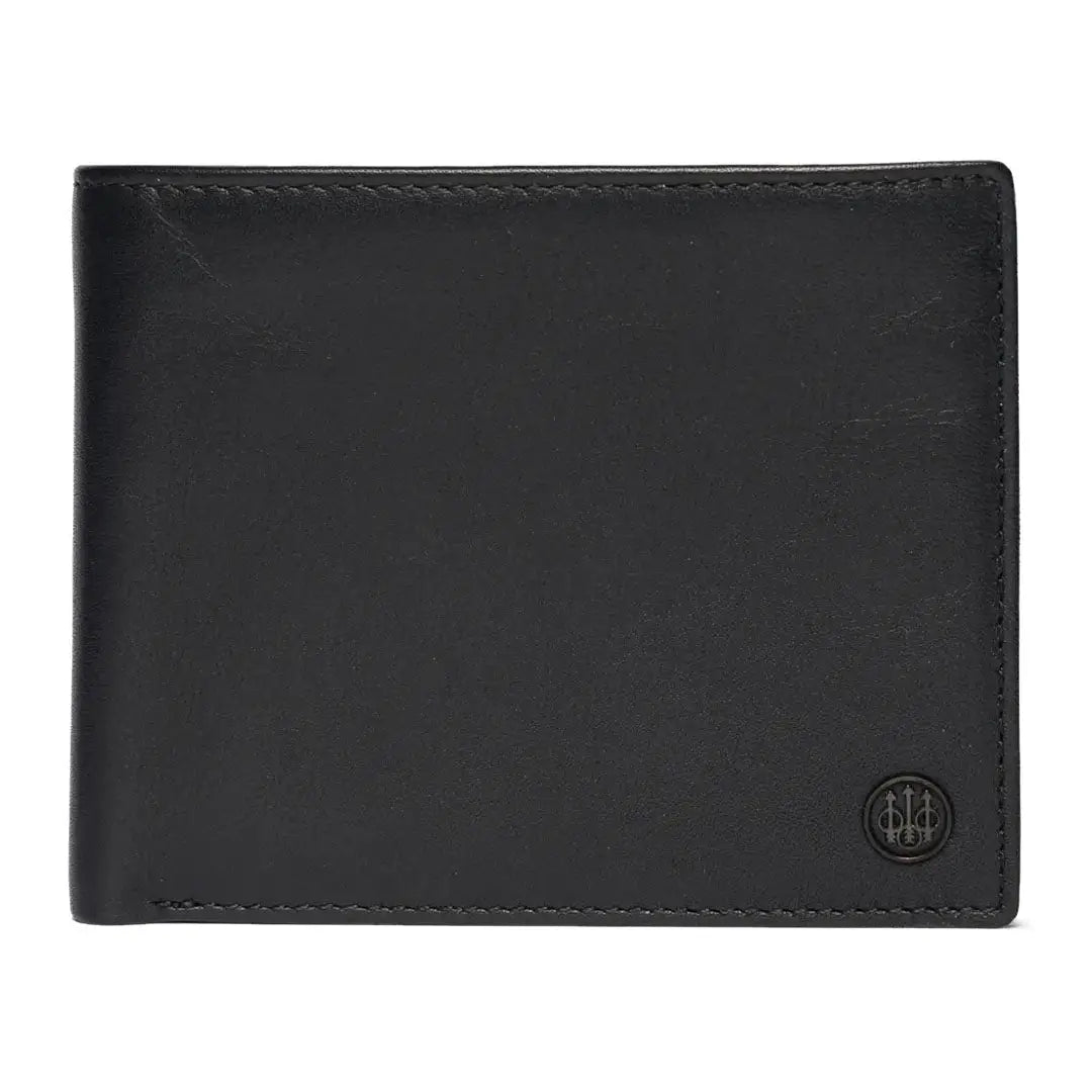 Black leather Beretta Wallet Bifold with Zipped Coin pocket for stylish storage