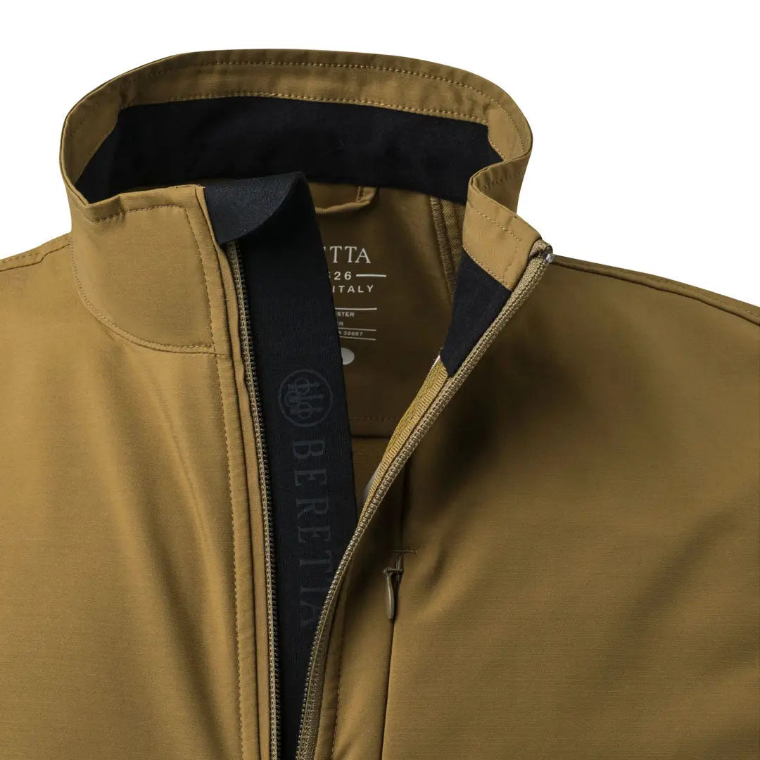 Tan Beretta Windshell EVO vest with black lining and logo zipper