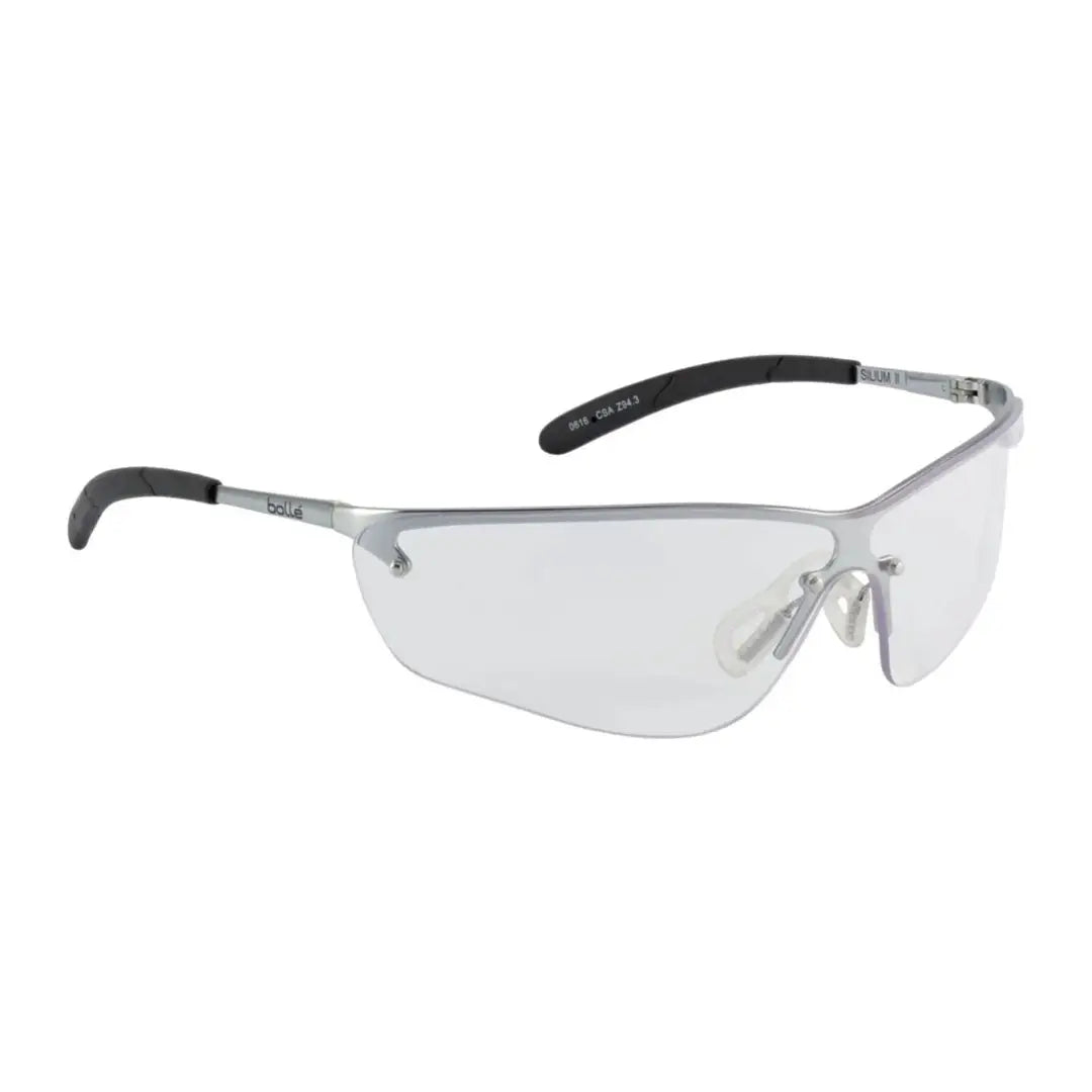 Silver-framed Bolle Silium Clear Lens Glasses ideal for country clothing and outdoor hunting