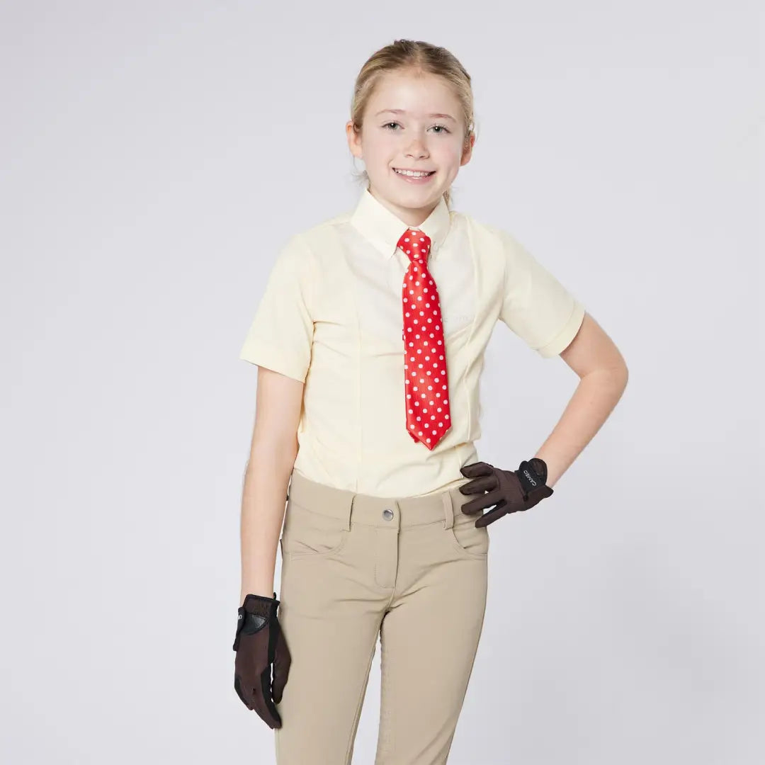 Girl in riding attire wearing Cameo Junior Classic Show Shirt for country clothing outdoors