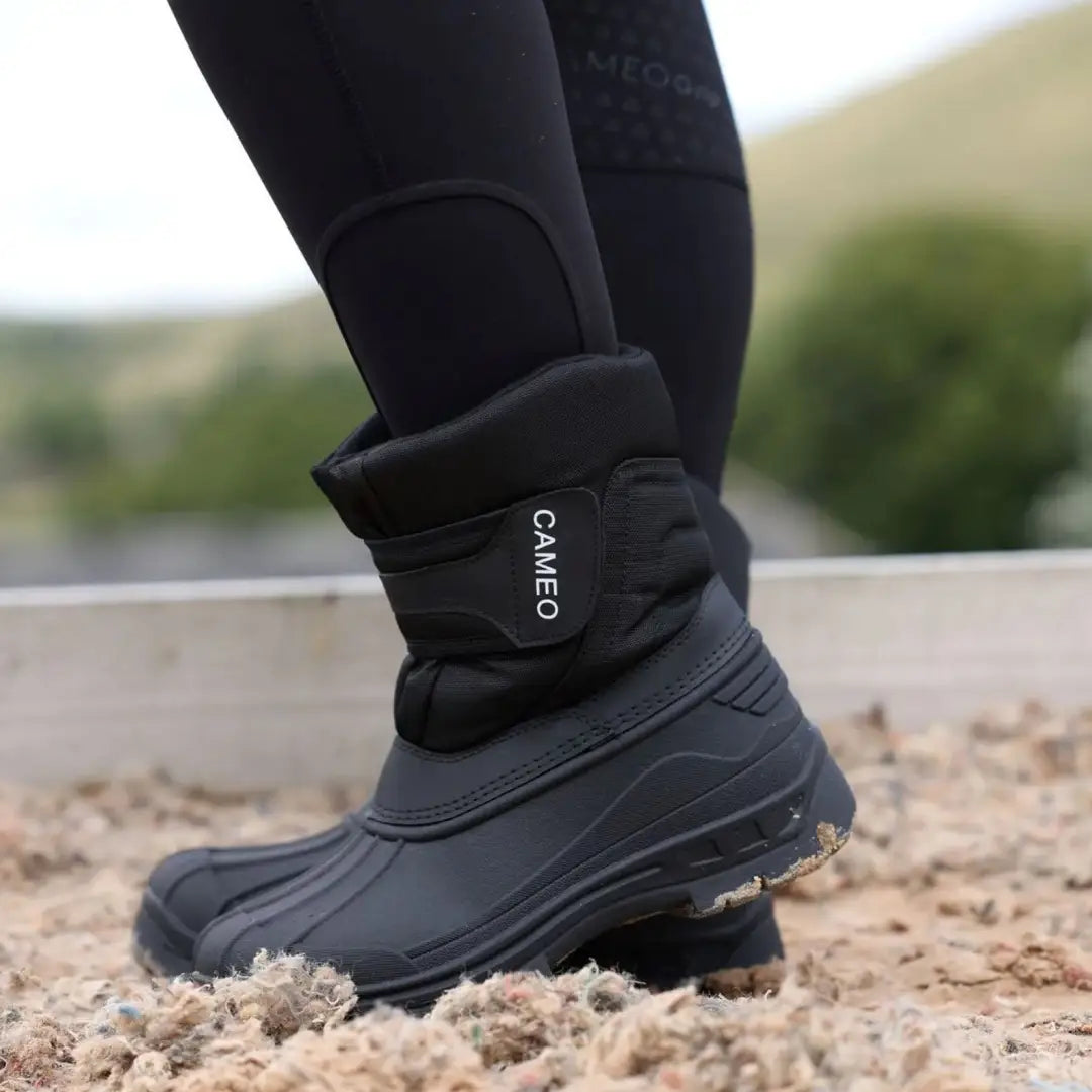 Black winter riding boots featuring a comfy cushioned footbed - Cameo Mucker Boot
