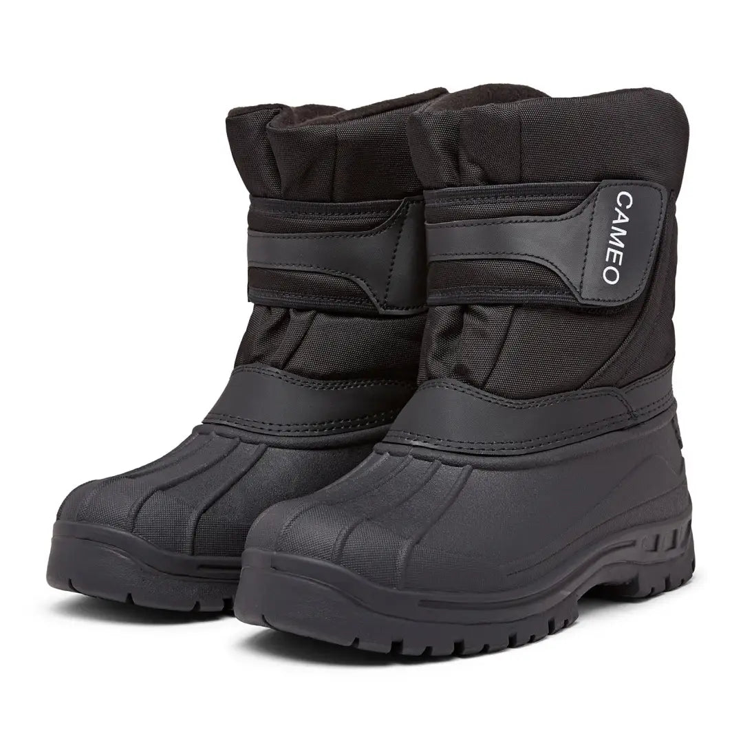 Black winter boots featuring a cushioned footbed for the Cameo Mucker Boot style