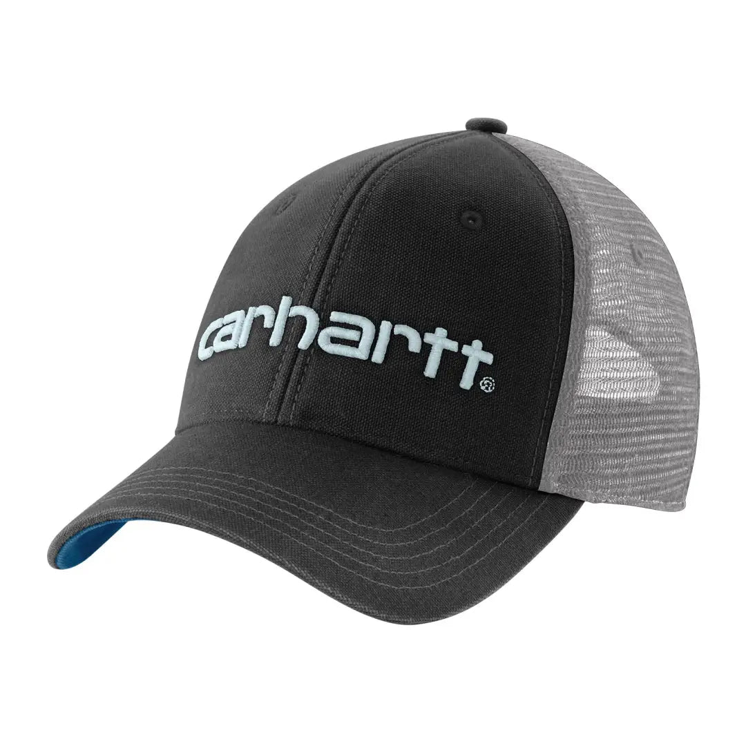 Black and gray Carhartt canvas logo graphic cap with white embroidered logo