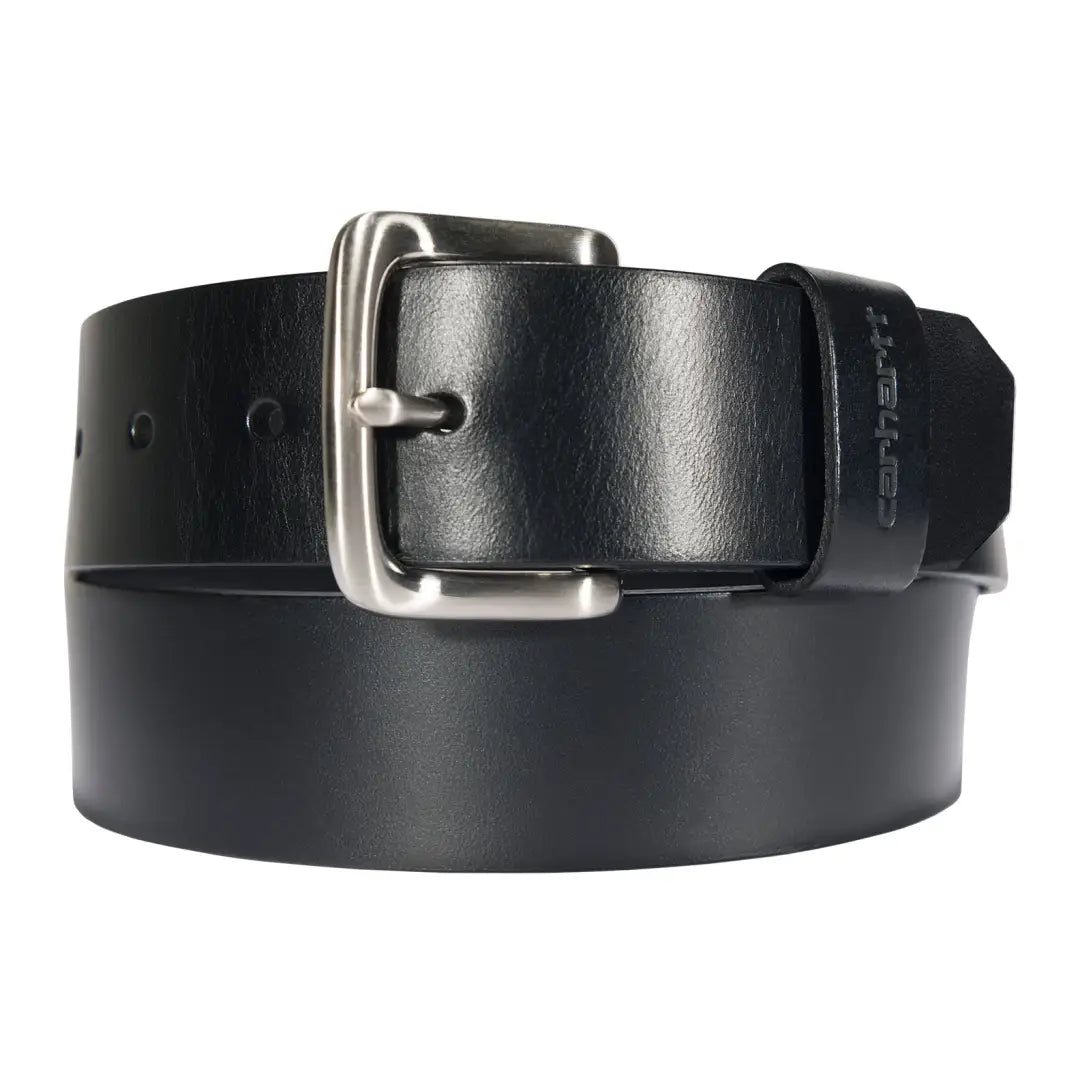 Carhartt classic leather buckle belt with black leather and silver buckle