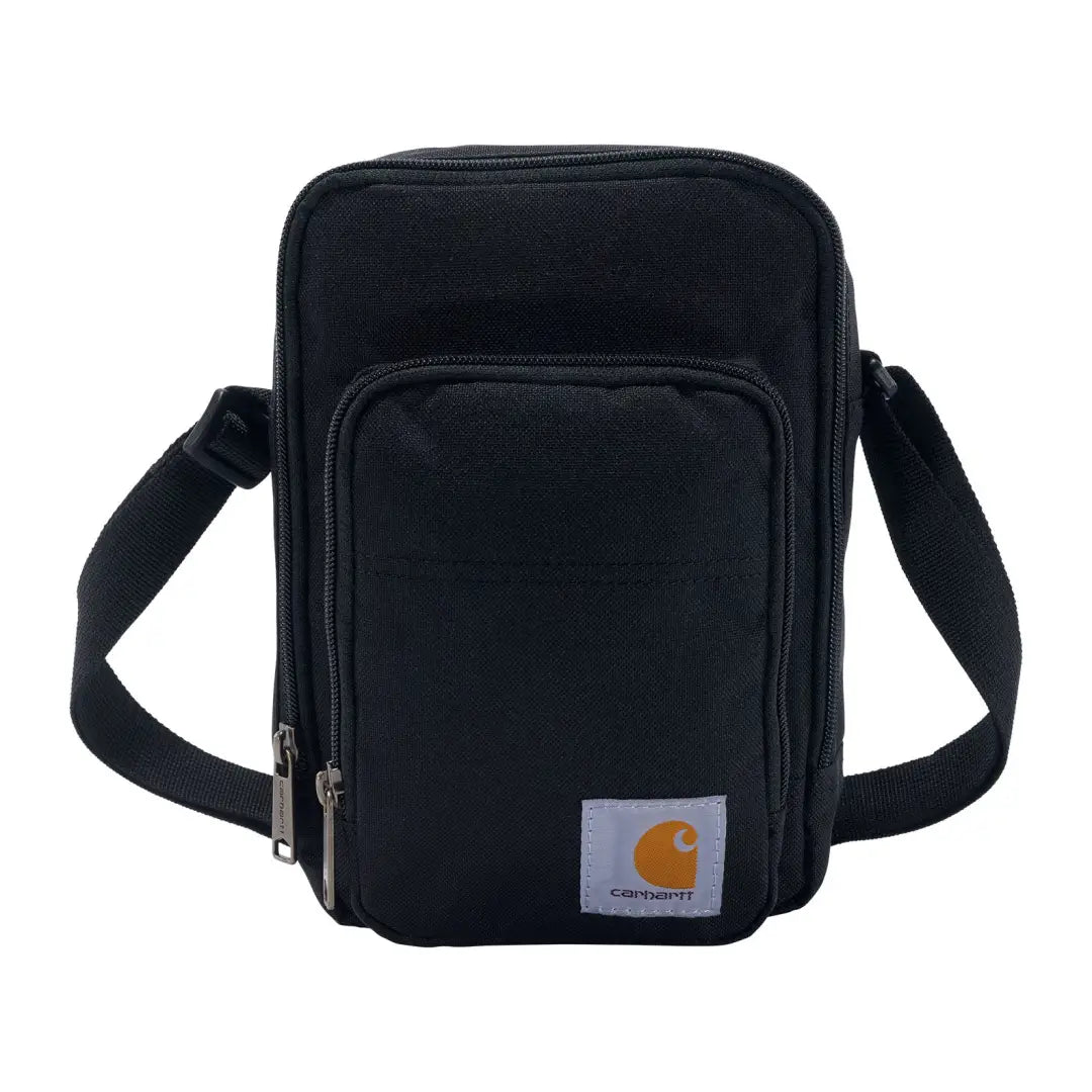 Black Carhartt crossbody zip bag with zipper and adjustable strap
