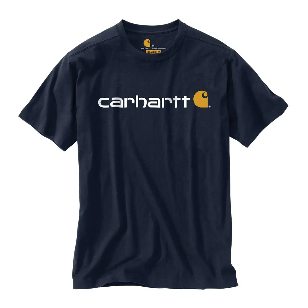 Navy blue Carhartt Dearborn relaxed logo t-shirt for outdoors hunting