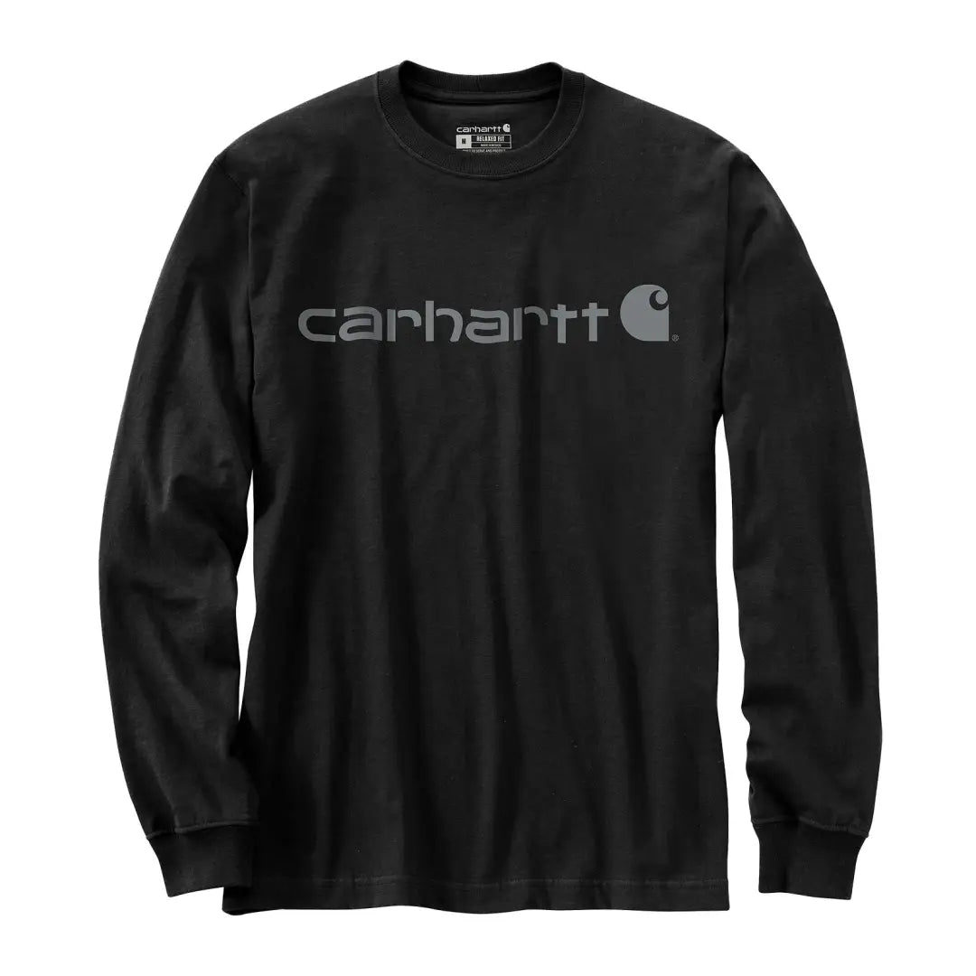 Black Carhartt relaxed fit long-sleeve t-shirt with gray chest logo