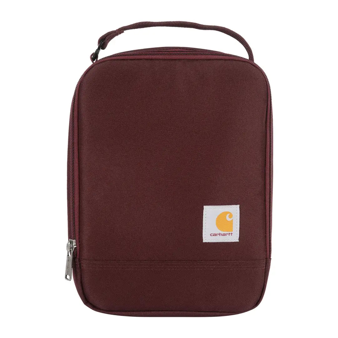 Maroon Carhartt insulated lunch cooler bag with top handle and zipper