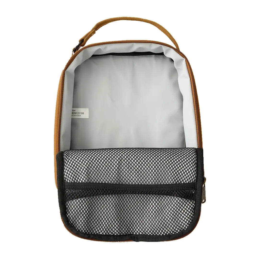 Carhartt insulated lunch cooler in brown with mesh pocket