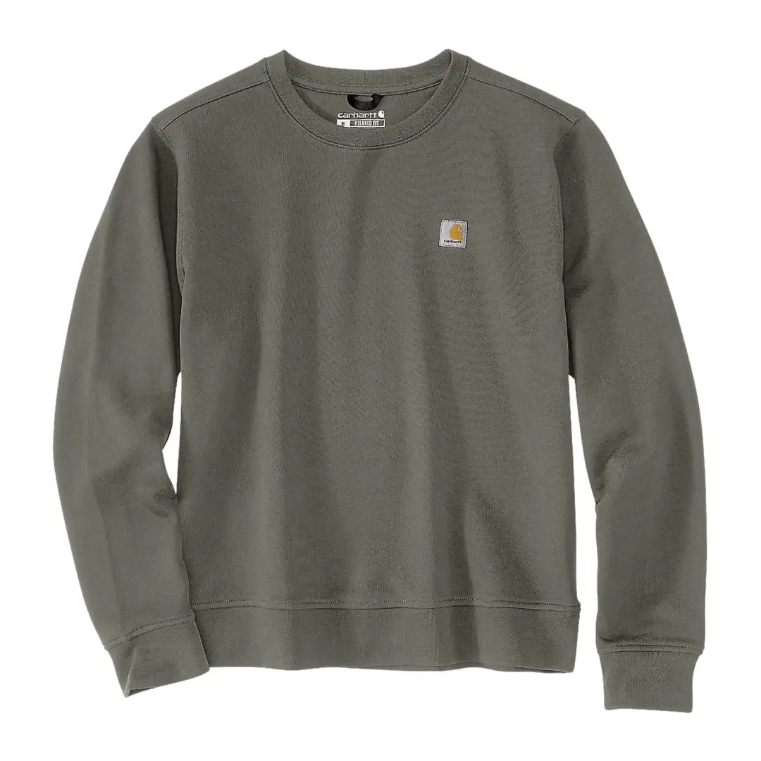 Olive green Carhartt womens relaxed fit french terry crewneck sweatshirt for country clothing