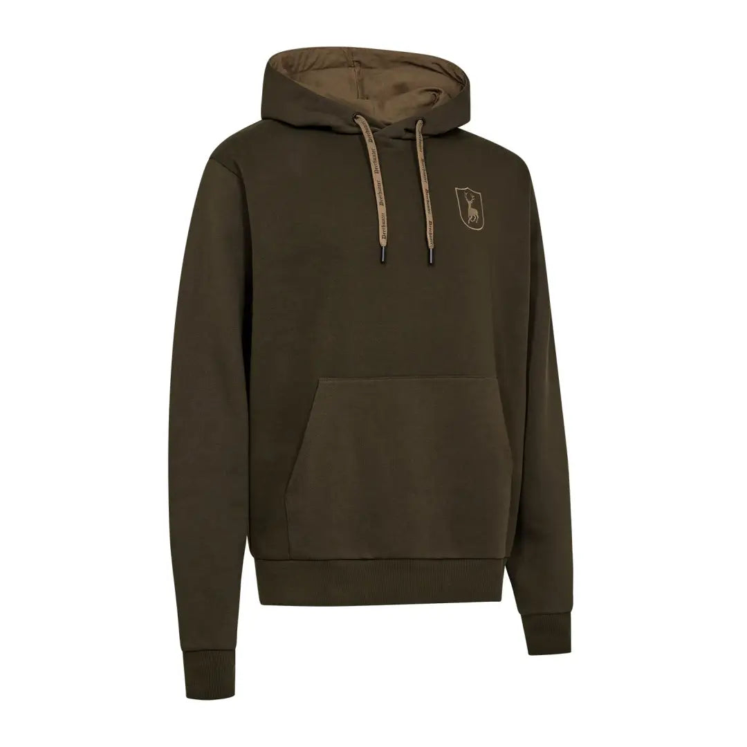 Dark olive green Deerhunter Logo Hoodie with drawstring hood and kangaroo pocket