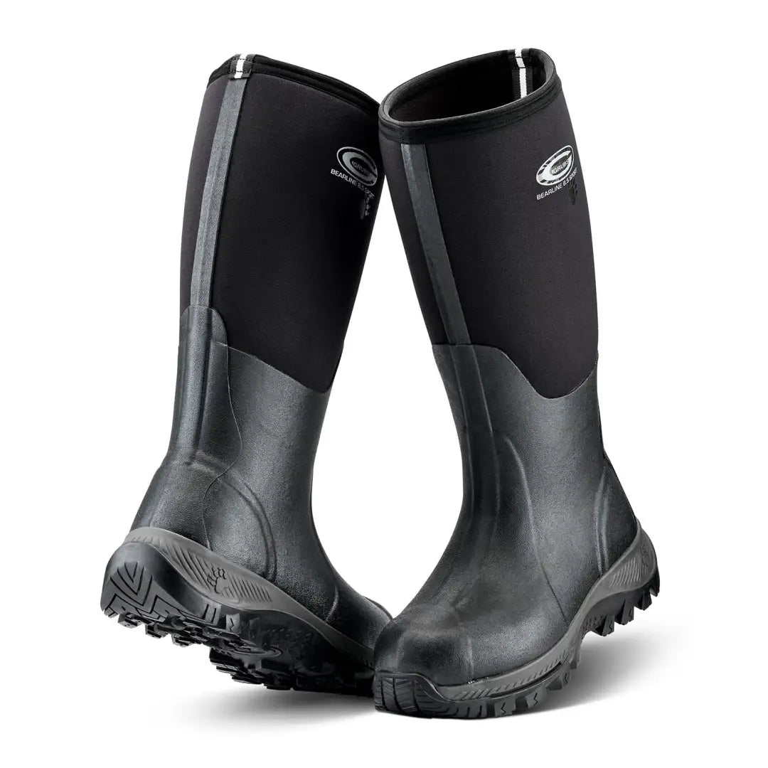 Black waterproof neoprene and rubber Grubs Bearline 8.5 Wellington work boots for hunting and country clothing
