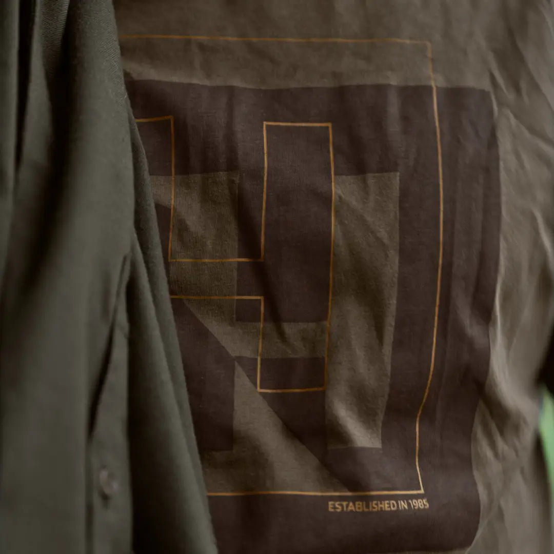 Brown Harkila H-Logo Short Sleeve T-Shirt with geometric design for casual wear