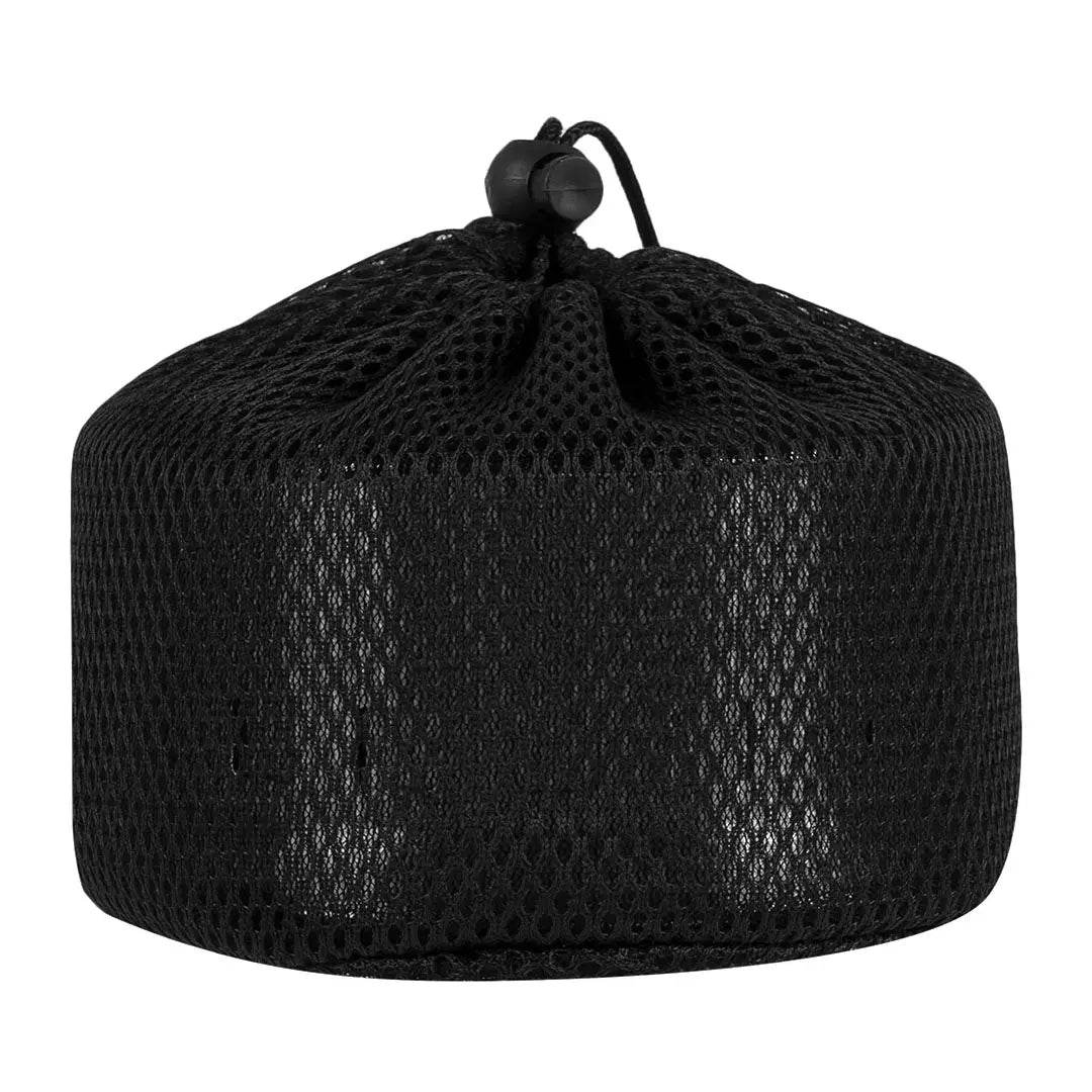 Black woven mesh hat for Highlander Cabar Stove, ideal for solid alcohol fuel use