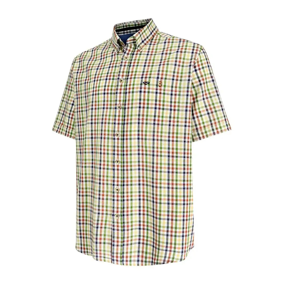 Short sleeved Hoggs Of Fife Aberdour shirt in stylish two tone gingham pattern