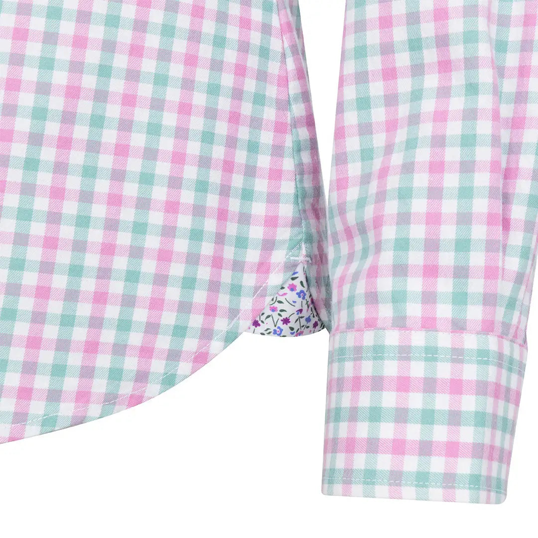 Pink and green checkered shirt from Hoggs Of Fife Becky II, perfect lightweight cotton fabric