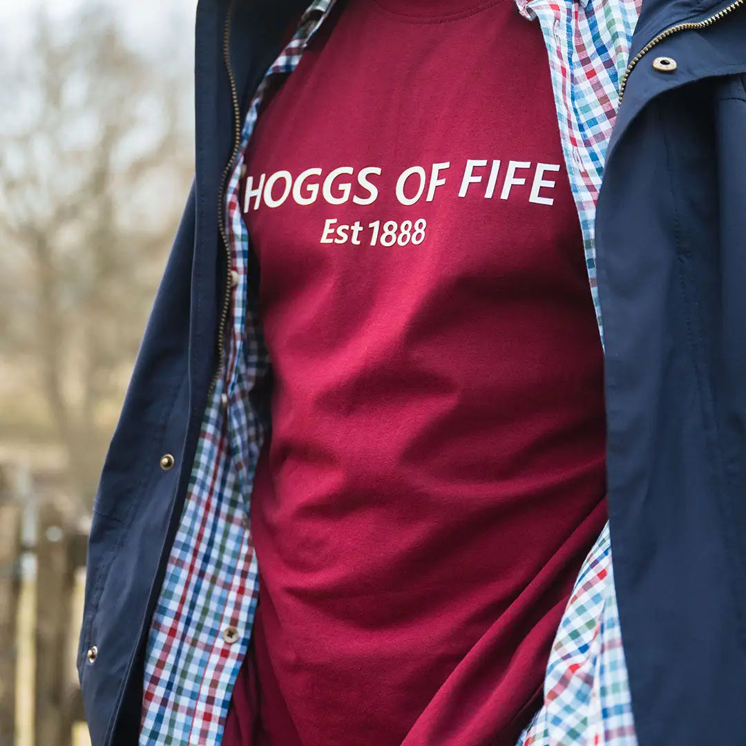 Burgundy Fife Canonbie Printed T-Shirt with bold white text. Perfect casual vibes!