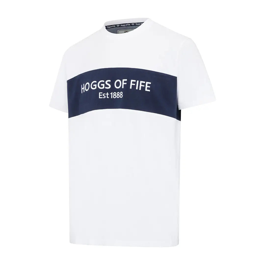 White Hoggs of Fife Dalbeattie Colour Block T-Shirt with navy stripe for casual style