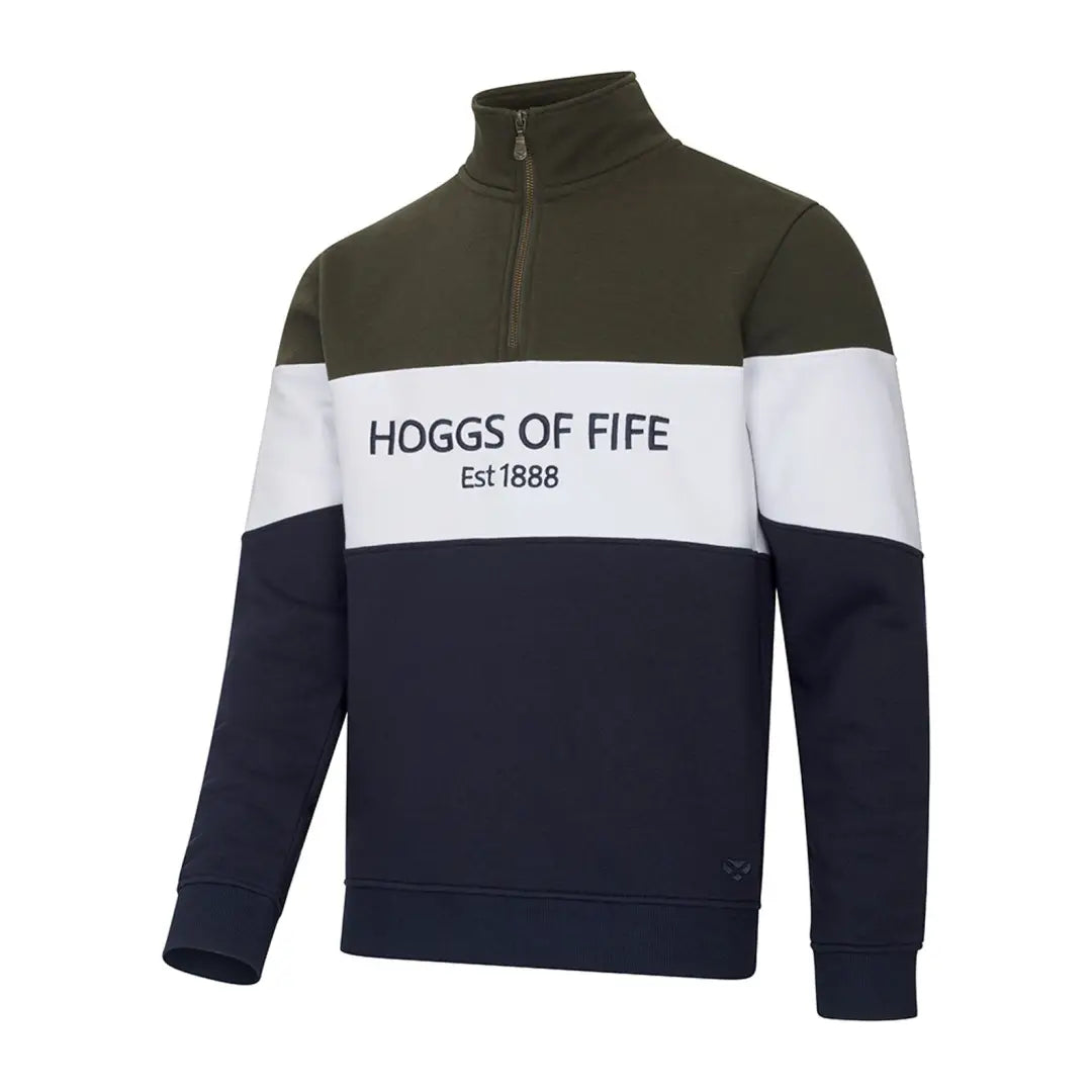 Tricolor zip sweatshirt with HOGGS OF FIFE Est 1888 for stylish gents quarter zip wear