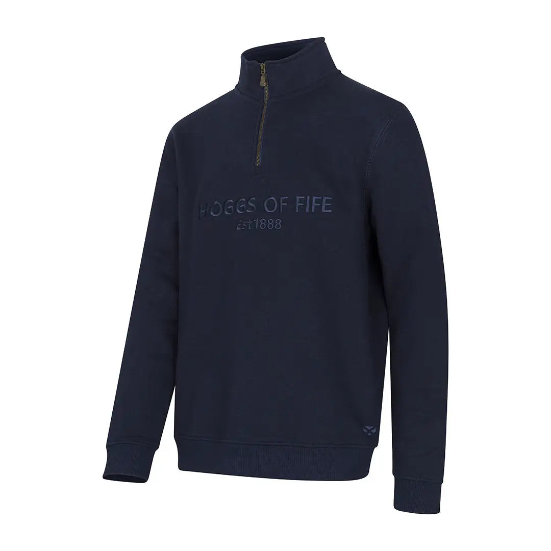 Navy blue Fife Galloway zip sweatshirt, classic country clothing from Hoggs of Fife