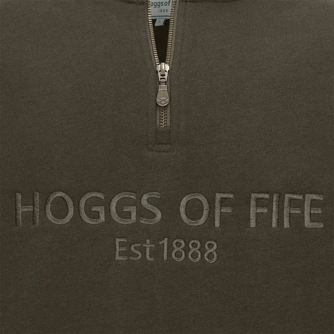 Olive green quarter-zip sweatshirt from Hoggs of Fife Galloway country clothing collection