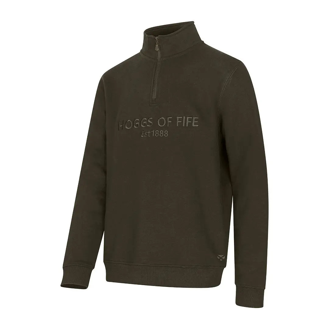 Olive green Fife Galloway zip sweatshirt in country clothing style