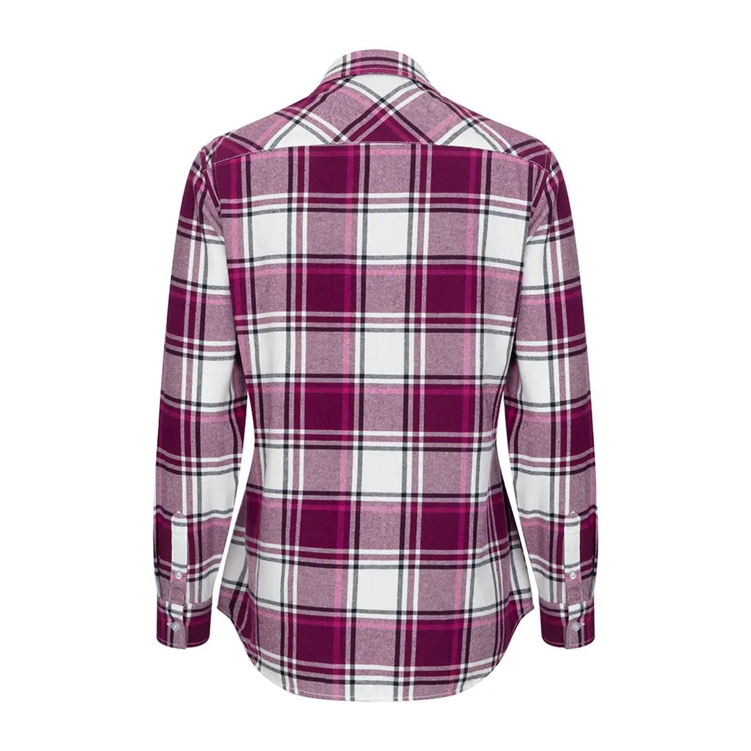 Women’s purple, white, black plaid flannel shirt from Hoggs of Fife Ladies Caitlyn Oversized collection