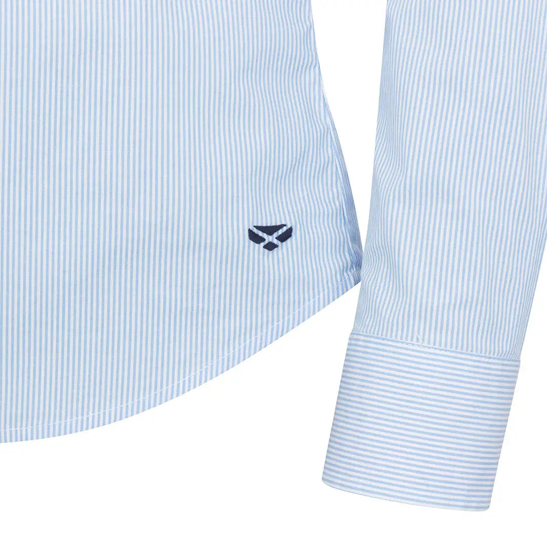 Striped blue and white Hoggs of Fife Ladies Ingliston Stretch Stripe Shirt for country clothing