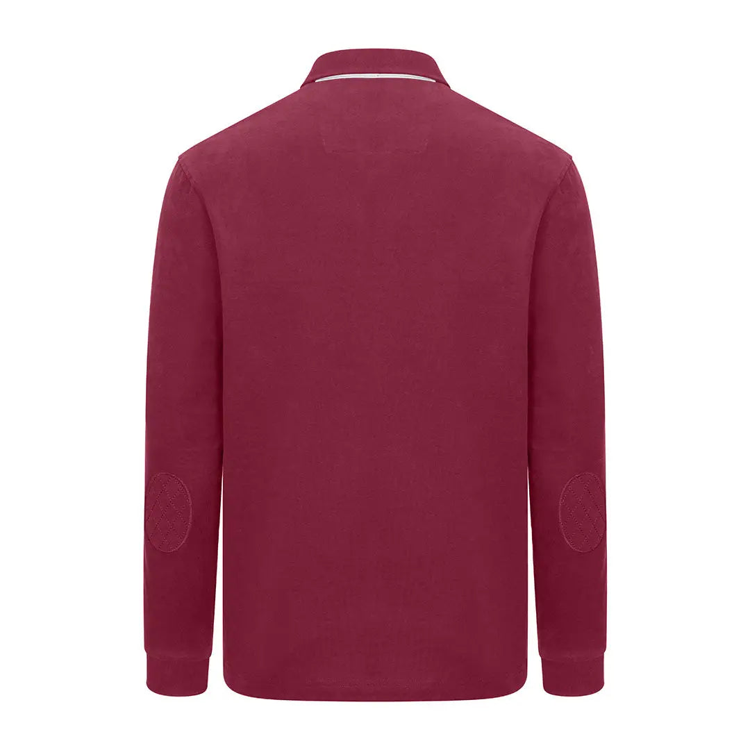 Burgundy long-sleeved rugby shirt from Hoggs of Fife Moffat in stylish country clothing