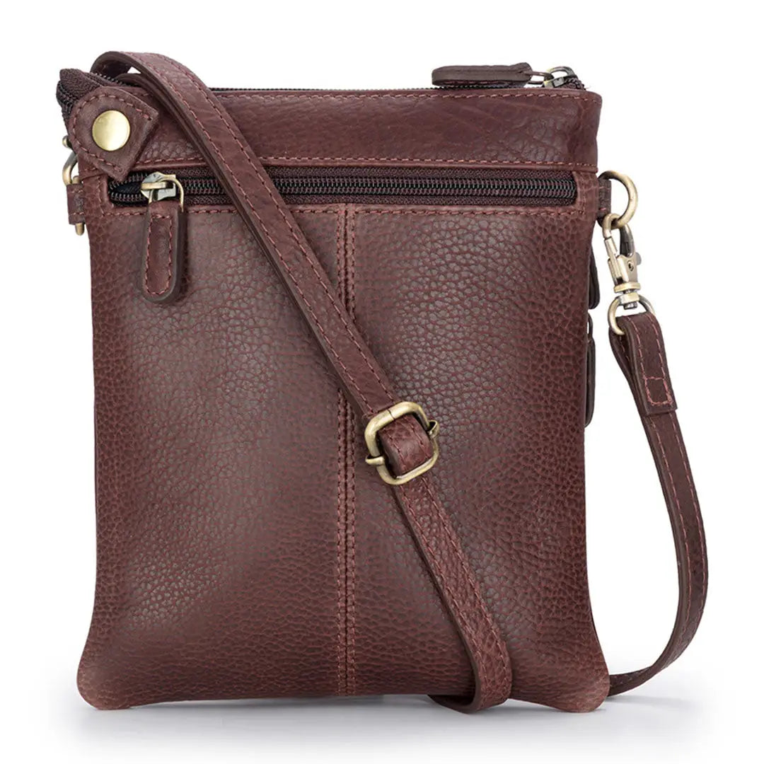 Dark brown Hoggs of Fife Monarch Leather Travel Organiser crossbody bag with zip pockets