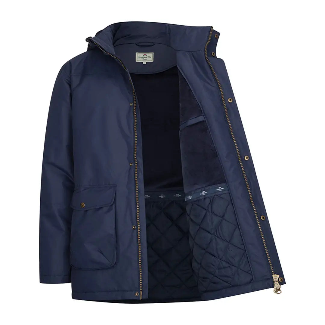Navy blue waterproof insulated winter jacket from Hoggs of Fife for country clothing and hunting outdoors