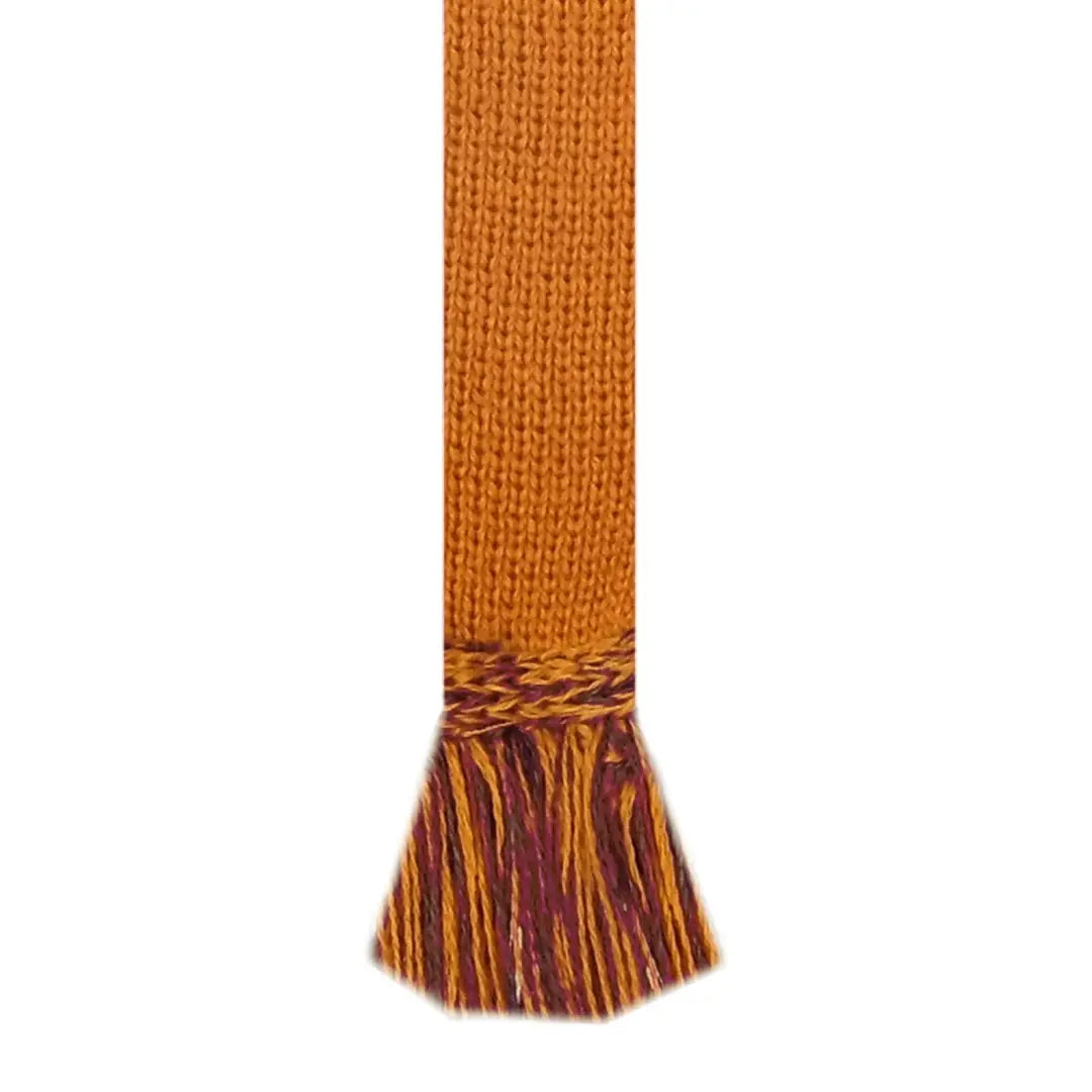Knitted orange scarf with multicolored fringe from House of Cheviot Classic Garter Ties