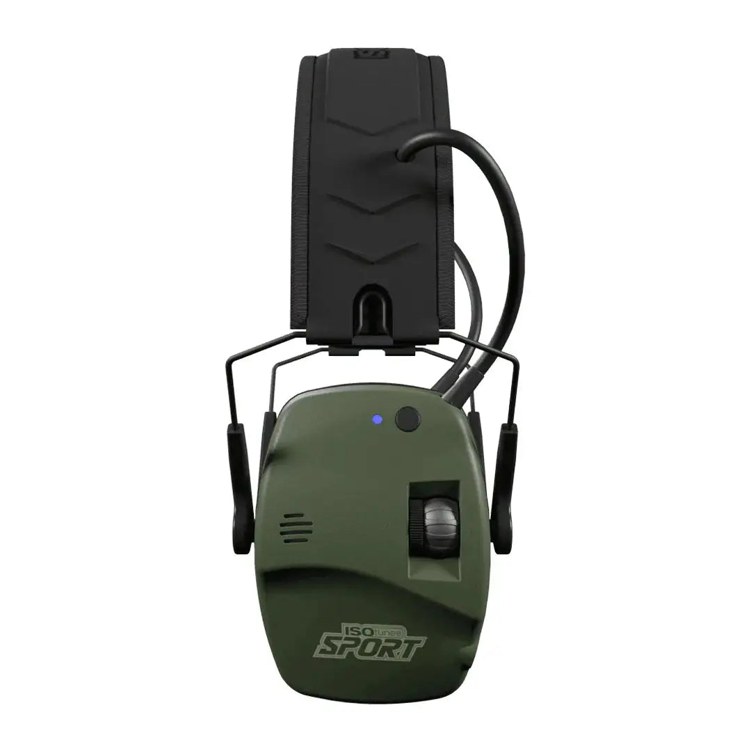 Olive green electronic earmuffs ISOTunes Sport Defy Slim Bluetooth for sport comfort